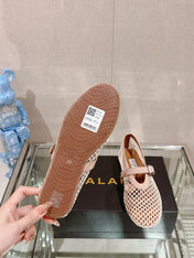 ALAIA BALLET FLATS IN NUDE BEIGE MESH