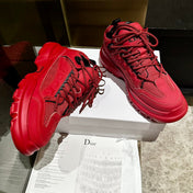 C'EST SNEAKER IN RUBY RED CALFSKIN AND BREATHABLE MESH
