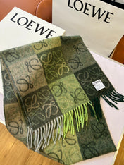 SCARF 180 CM IN BOTTLE GREEN MIX KHAKI WOOL AND CASHMERE 410100
