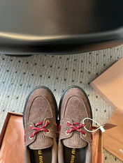 MIUMIU 26S CHUNKY SOLE LOAFERS IN DARK BROWN SUEDE