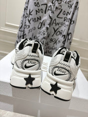 DIOR 25S CHRONO SNEAKER 45MM IN MESH WITH WHITE AND BLACK CALFSKIN