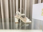 DWAY HIGH HEEL EMBROIDERED SANDAL WHITE CALFSKIN 75 MM