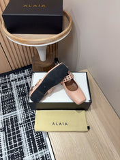 BIKER BALLET FLATS IN PEACH PINK CALFSKIN