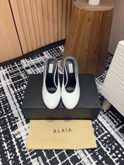HIGH-HEEL 10 CM MULES IN WHITE PATENT CALFSKIN