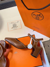 KLEO HIGH SLINGBACK IN BRONZE BROWN CALFSKIN
