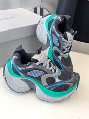 DAD SHOES IN GRAY MIX MINT GREEN AND BLUE MESH AND CALFSKIN