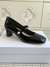 PEARL JOLIE MARY JANE PUMPS IN BLACK CALFSKIN