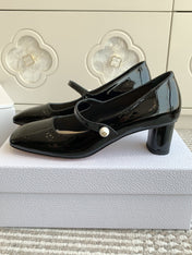 PEARL JOLIE MARY JANE PUMPS IN BLACK CALFSKIN