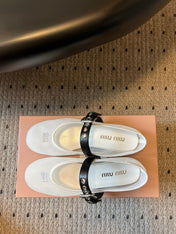 MIUMIU 26S BALLERINAS IN WHITE MESH FABRIC