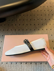 MIUMIU 26S BALLERINAS IN WHITE MESH FABRIC