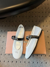 MIUMIU 26S BALLERINAS IN WHITE MESH FABRIC