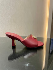 GG HIGH HEELS 70 IN RED LAMBSKIN GOLD HARDWARE WITH CRYSTALS