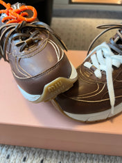 MIUMIU 26S SNEAKERS 530 SL IN DARK BROWN CALFSKIN