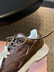 MIUMIU 26S SNEAKERS 530 SL IN DARK BROWN CALFSKIN