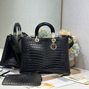 DIOR 26S TOUJOURS BAG 37 IN BLACK CROCODILE LEATHER