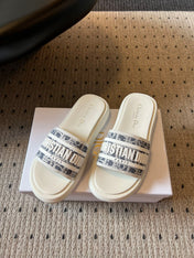CD DWAY SLIDES WHITE RUBBER TOILE DE JOUY EMBROIDERY