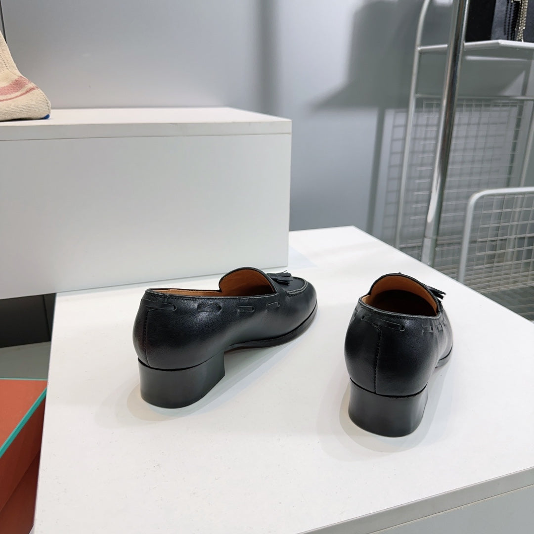 LP 25S SERGE TASSEL LOAFER 35MM IN BLACK CALFSKIN