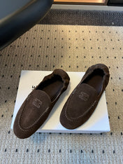 CELINE 25S LOAFERS FLAT IN DARK BROWN SUEDE