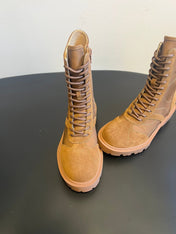 CELINE 26S LACE-UP ANKLE BOOTS IN BROWN SUEDE AND CANVAS