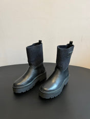 CELINE 26S ANKLE BOOTS 60 MM IN BLACK CALFSKIN AND WOOL