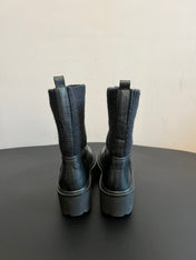CELINE 26S ANKLE BOOTS 60 MM IN BLACK CALFSKIN AND WOOL