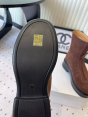 THE ROW ZIPPED ANKLE BOOT IN CHOCOLATE BROWN SUEDE