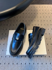 CELINE 26S LOAFER IN BLACK CALFSKIN WITH SILVER HARDWARE