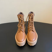 CELINE 26S MARGARET COMBAT BOOT 45 MM IN BROWN CALFSKIN
