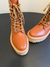 CELINE 26S MARGARET COMBAT BOOT 45 MM IN BURNT ORANGE CALFSKIN