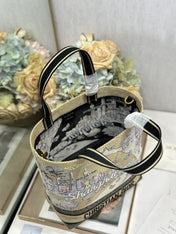 DIOR 26S BOOK TOTE BAG 25 IN MUTICOLOR RAFFIA STYLE 4