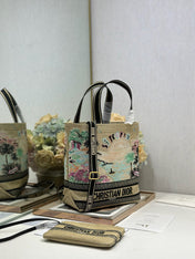DIOR 26S BOOK TOTE BAG 25 IN MUTICOLOR RAFFIA