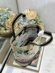 DIOR 26S BOOK TOTE BAG 25 IN MUTICOLOR RAFFIA
