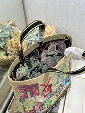 DIOR 26S BOOK TOTE BAG 34 IN MUTICOLOR RAFFIA STYLE 1