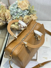 DIOR 26S CANNAGE GRANVILLE BAG 34 IN LIGHT BROWN CALFSKIN