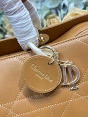 DIOR 26S CANNAGE GRANVILLE BAG 34 IN LIGHT BROWN CALFSKIN