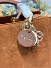 DIOR 26S CANNAGE GRANVILLE BAG 34 IN LIGHT BROWN SUEDE