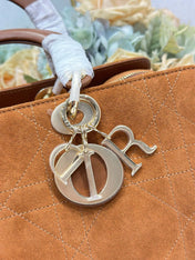 DIOR 26S CANNAGE GRANVILLE BAG 34 IN LIGHT BROWN SUEDE