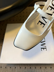 LOEWE 26S ONDA MULE 45MM IN WHITE GLOSSY CALFSKIN
