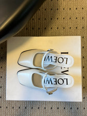LOEWE 26S ONDA MULE 45MM IN WHITE GLOSSY CALFSKIN