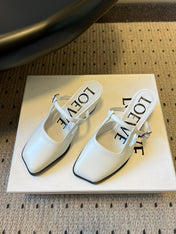 LOEWE 26S ONDA MULE 45MM IN WHITE GLOSSY CALFSKIN