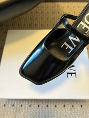 LOEWE 26S ONDA MULE 45MM IN BLACK GLOSSY CALFSKIN