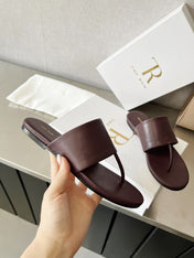 THE ROW 26S FLAT THONG SANDALS IN BURGUNDY RED CALFSKIN