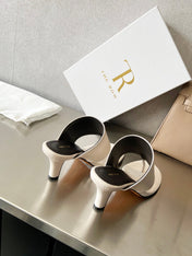 THE ROW 26S HEELED THONG MULES 60MM IN WHITE CALFSKIN