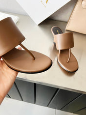 THE ROW 26S HEELED THONG MULES 60MM IN BROWN CALFSKIN