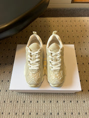 DIOR 26S VIBE SNEAKER 55MM IN GOLD DIOR OBLIQUE LUSENTI EMBROIDERED COTTON AND BEIGE SUEDE