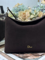 DIOR 26S DIORLY BAG 28 IN DARK BROWN SUEDE