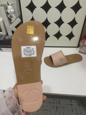 CHANEL 26S SANDALS IN TAUPE PINK CALFSKIN GOLD-TONE CHAIN DETAIL