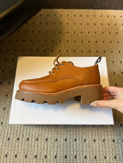 CELINE 26S LACE-UP LOAFERS IN BROWN CALFSKIN