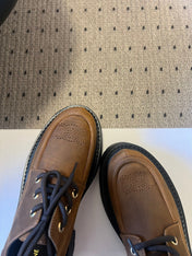 CELINE 26S LACE-UP LOAFERS IN DARK BROWN CALFSKIN