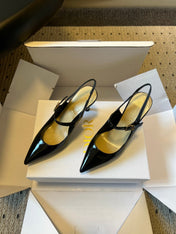 DIOR 26S SLINGBACK PUMP 90MM IN BLACK PATENT CALFSKIN GOLD HARDWARE